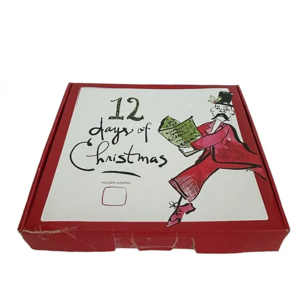 Lenox 12 Days of‎ Christmas Ceramic Square Dish Plate Platter 12.25 In #845814